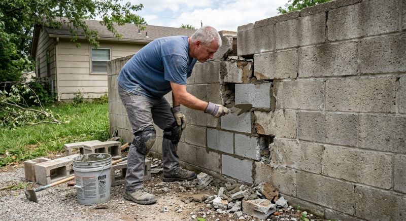 Cinder Block Wall Repair in Alpine, UT
