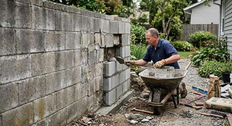 Cinder Block Wall Repair in Draper, UT